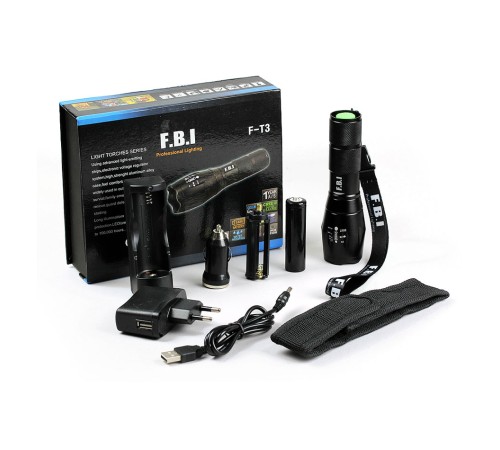 F.B.I F-T3 Su Geçirmez Alüminyum Oksidiyon Şarjlı El Feneri