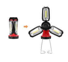 Şarjlı Katlanabilir 3 XCob Led + 3W Led Çok Fonksiyonlu Kamp Feneri P-8801