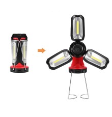 Şarjlı Katlanabilir 3 XCob Led + 3W Led Çok Fonksiyonlu Kamp Feneri P-8801