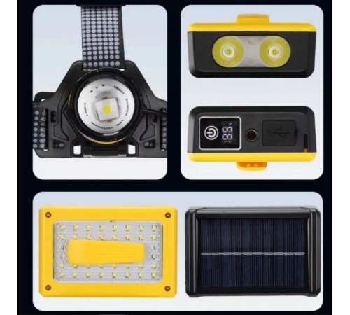 F.B.I Pro F-3003 Alüminyum PM10-TG LED Type-C Powerbank ve Solar Şarjlı Kamp Kafa Feneri