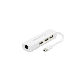 Type-C Hub 3*Usb + Lan Beyaz (Macbook) HDX7007