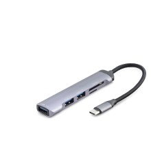 Usb Hub 5In1 Usb Type-C Sd + Tf Card Gri HDX7039