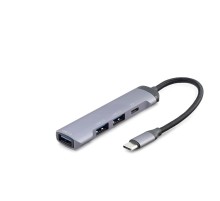 Type-C Hub 3*Usb2.0 + Usb3.0 Gri HDX7040