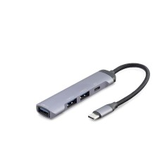 Type-C Hub 3*Usb2.0 + Usb3.0 Gri HDX7040