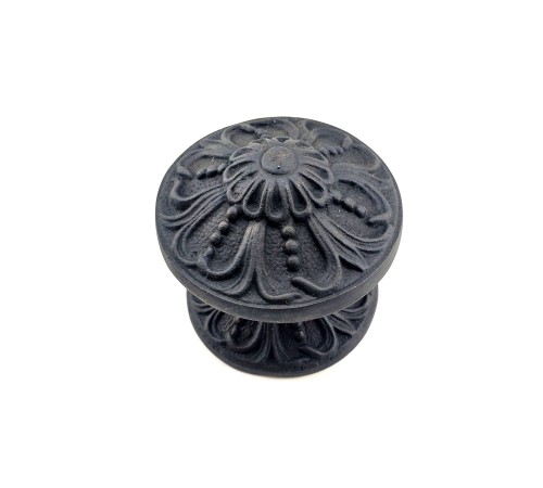 Antika Tarz Dekoratif Pirinç Çiçekli Kapı Tokmağı - 80 mm Çap, Oksit
