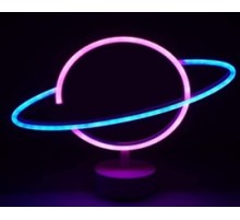 Neon Işıklı Satürn Lamba Pil+Usb