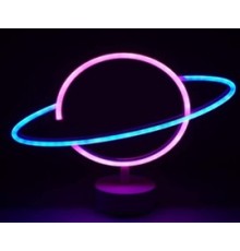 Neon Işıklı Satürn Lamba Pil+Usb