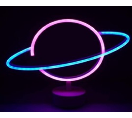 Neon Işıklı Satürn Lamba Pil+Usb