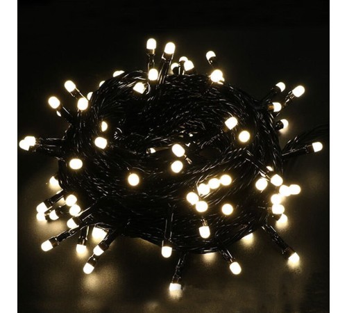 10m Boncuk Lamba Gün Işığı 8 Fonksiyon 100 Led Fişli Uzatma Kablolu siyah kablo