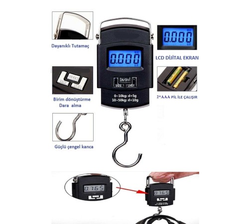 Elektronik Dijital El Kantarı 50 Kg Terazi Tartı 10 Gr Hassasiyet