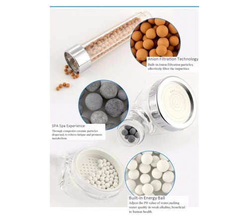 Filtreli Ve Su Tasarruflu Arıtmalı Duş Başlığı Seti Boncuklu Başlık Hortum Ve Mafsal Set