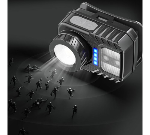 PeakStar PS-571 Sensör XPG COB LED USB Şarj Edilebilir Lityum Pilli Zoomlu Kafa Lambası