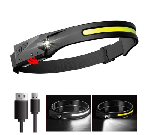 PS-001 5 Aydınlatma Modlu COB LED Sensörlü USB Şarj Edilebilir Dahili Pilli Kafa Lambası