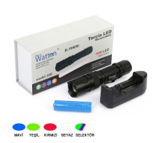 10W 2000 Lümen 4 Renk Güçlü EL Feneri Wt-605