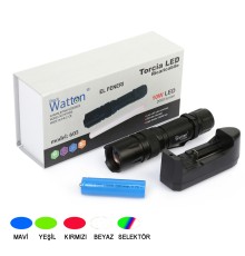 10W 2000 Lümen 4 Renk Güçlü EL Feneri Wt-605