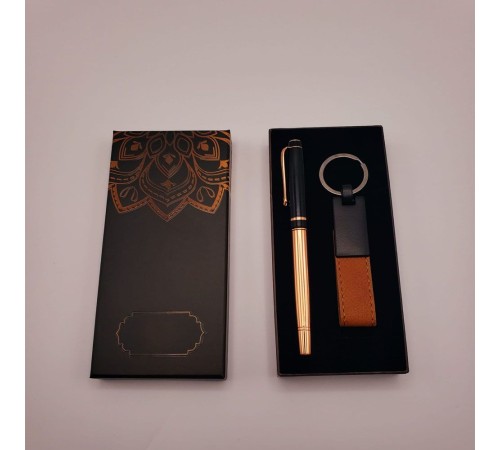Deri Anahtarlık Ve Bakır Roller Kalem Seti