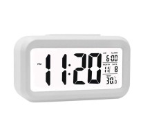 Akıllı Dijital Masa Saati Alarmlı Karanlık Sensörlü Fotoselli Beyaz