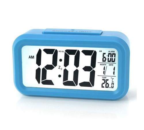 Akıllı Dijital Masa Saati Alarmlı Karanlık Sensörlü Fotoselli Mavi