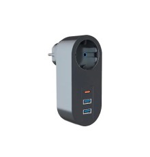 Tekli Akım Korumalı 2 Adet USB 1 Adet Type-C Girişli Priz 3400