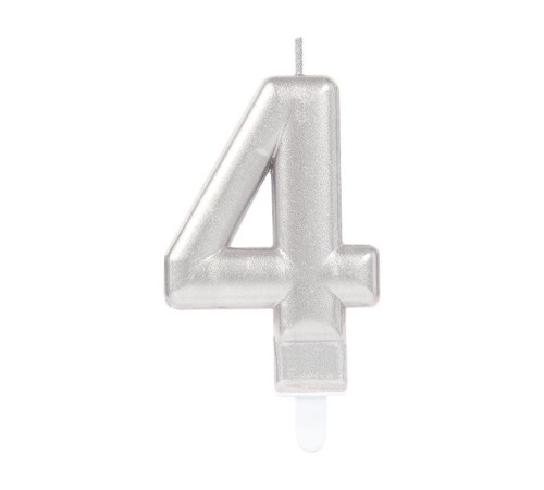4 Rakam Mum Gümüş Renk
