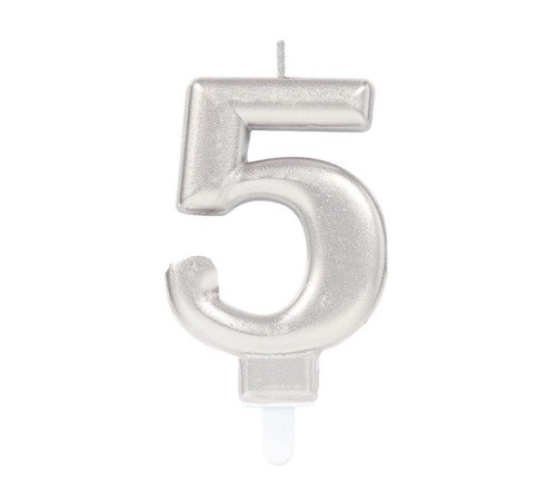 5 Rakam Mum Gümüş Renk