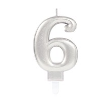 6 Rakam Mum Gümüş Renk