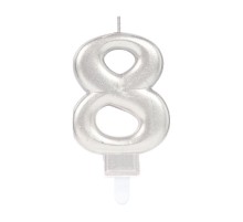 8 Rakam Mum Gümüş Renk