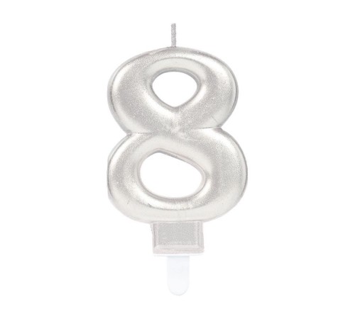 8 Rakam Mum Gümüş Renk