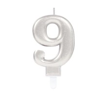 9 Rakam Mum Gümüş Renk