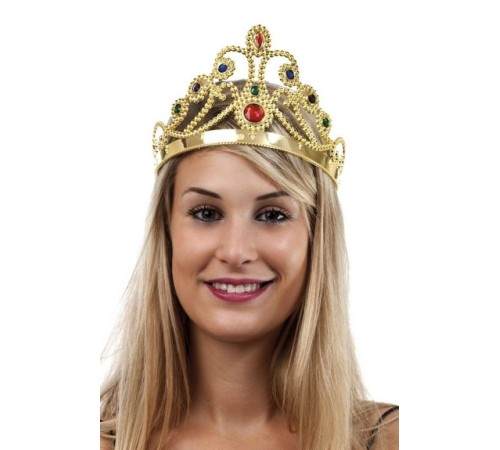 Altın Renk Plastik Prenses Tacı Kraliçe Tacı 60 cm