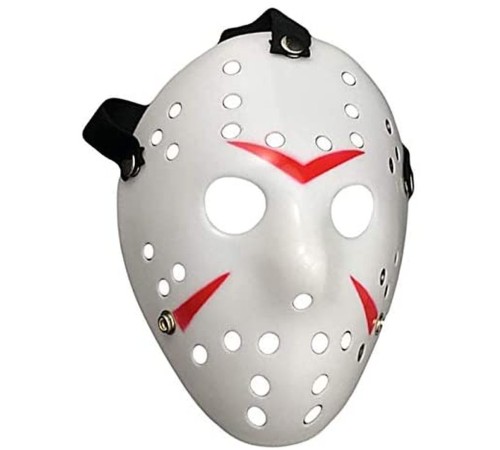 Beyaz Renk Kırmızı Çizgili Tam Yüz Hokey Jason Maskesi Hannibal Maskesi