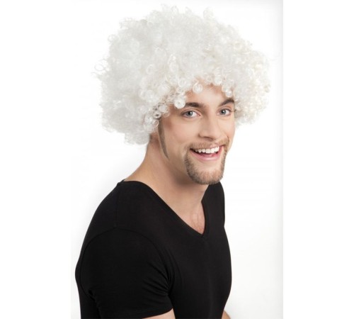 Beyaz Renk Kıvırcık Afro Bonus Peruk