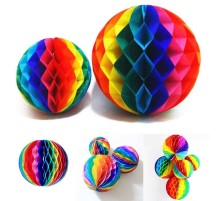 Gökkuşağı Renkli 30 cm Rengarenk Kağıt Süs Fener 1 Adet