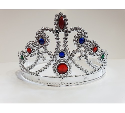 Gümüş Renk Plastik Prenses Tacı Kraliçe Tacı 60 cm