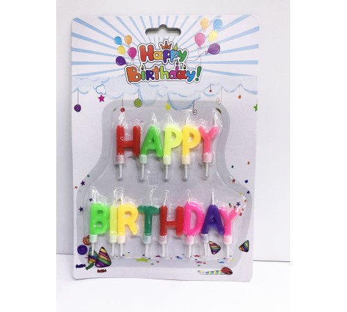 Happy Birthday Yazılabilen Rengarenk Doğum Günü Mumu