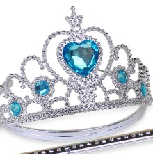 Karlar Ülkesi Mavi Kalpli Taşlı Elsa Tacı