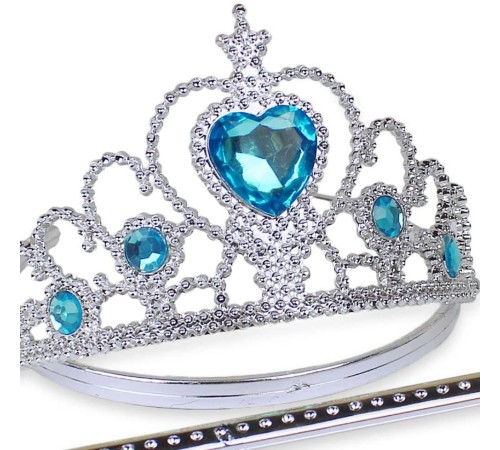 Karlar Ülkesi Mavi Kalpli Taşlı Elsa Tacı