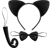 Kedi Kostüm Taç Kuyruk Papyon Seti 1 Adet