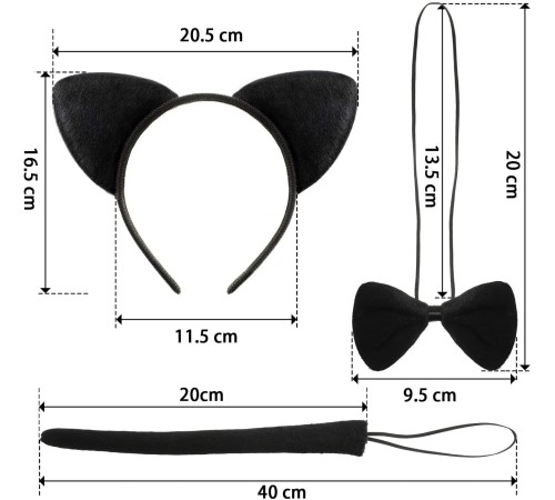 Kedi Kostüm Taç Kuyruk Papyon Seti 1 Adet