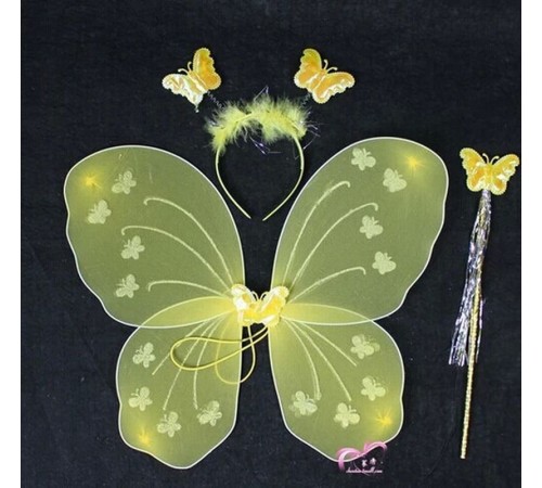 Sarı Renk Kanadı Tacı ve Sopası 50x37 cm