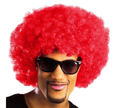 Kırmızı Renk Kıvırcık Afro Bonus Peruk