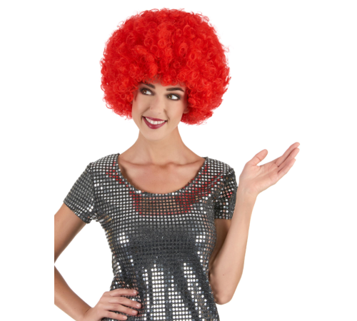 Kırmızı Renk Kıvırcık Afro Bonus Peruk