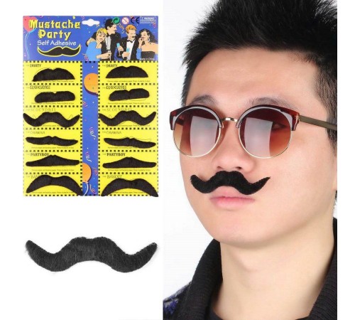Kostüm Partisi Takma Bıyık 6 Model 12 Adet