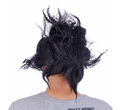 Lateks Dişli Korku Maskesi Saçlı Yarım Surat