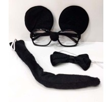 Mickey Mouse Gözlüğü Papyonu Kuyruğu Seti