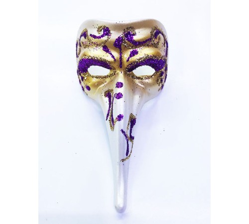 Mor Renk İşlemeli Seramik Malzemeden İmal Venedik Uzun Maske Magnet