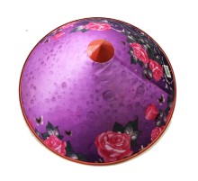 Pembe Çiçekli Damlalı Saten Kaplama Mor Vietnam Şapkası