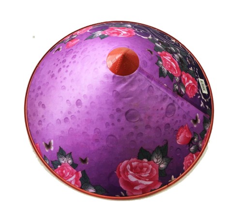 Pembe Çiçekli Damlalı Saten Kaplama Mor Vietnam Şapkası