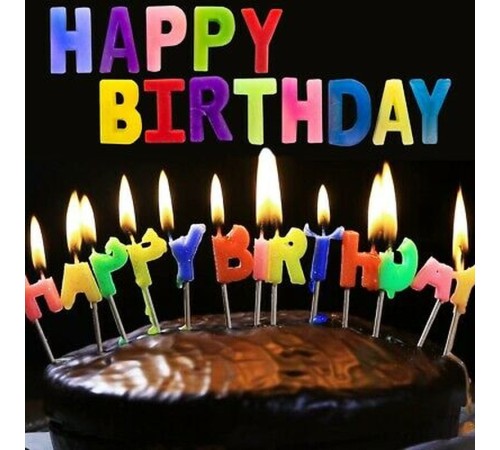 Rengarenk Happy Birthday Yazılabilen Doğum Günü Mumu