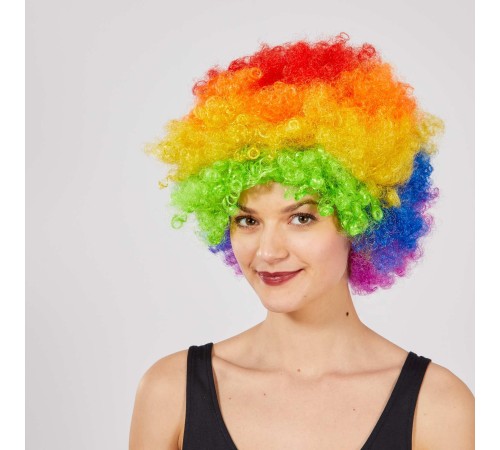 Rengarenk Kıvırcık Afro Bonus Peruk